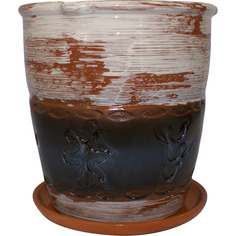 Горшок цветочный с поддоном КИРИ 6,5 Л Кунгурская керамика