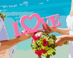 Картина по номерам, Любовь молодоженов, холст на подрамнике 40х50см Paintboy