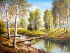 Картина по номерам, Деревянный мост, холст на подрамнике 40х50см Paintboy