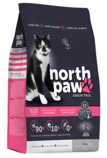 Сухой корм для кошек North Paw grain free all life stages cat, птица, рыба, фрукты, 2.25кг