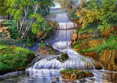 Картина по номерам, Мост через водопад, холст на подрамнике 40х50см Paintboy