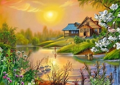 Картина по номерам "Дом у речки" 40х50см Paintboy