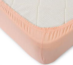 Простыня трикотажная на резинке 60х120х20, цвет персиковый Текс Дизайн