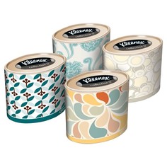 Набор Бумажные салфетки для лица Kleenex, круглая коробка, ассорти, 3-сл, 64 шт х 4 уп