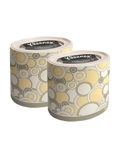 Набор Бумажные салфетки для лица Kleenex, круглая коробка, желтые круги, 3-сл, 64 шт*2 шт