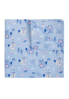 Муслиновая пеленка для малыша Лисы, цвет: синий с рисунком, 120х120 см Сонный гномик