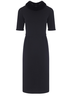 Платье с меховой отделкой Carolina Herrera