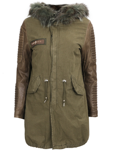 Комбинированная парка с мехом Camouflage Couture