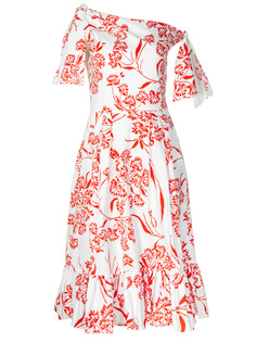 Хлопковое платье-миди с принтом Carolina Herrera