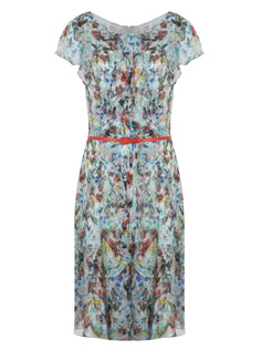 Шелковое платье с поясом Carolina Herrera