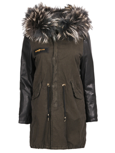 Комбинированная парка с мехом Camouflage Couture