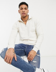 Белый свитшот с короткой молнией Jack & Jones Premium