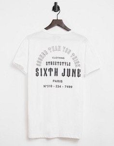 Белая футболка с принтом "Sooner than you think" на спине Sixth June-Белый