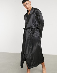 Черный атласный халат от комплекта ASOS DESIGN-Черный цвет