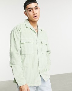 Пастельно-зеленая oversized-рубашка из плотного вельвета в стиле 90-х ASOS DESIGN-Зеленый цвет