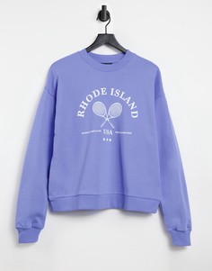 Синий oversized-свитшот с принтом на тему тенниса ASOS DESIGN-Голубой