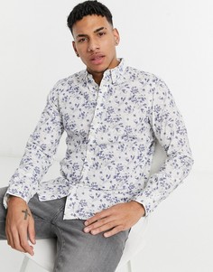Приталенная рубашка с цветочным принтом French Connection-Голубой