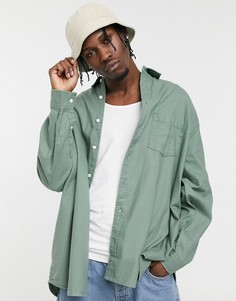 Фланелевая рубашка в стиле extreme oversized темно-шалфейного цвета ASOS DESIGN-Зеленый цвет
