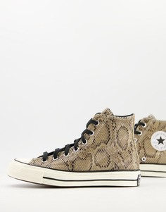 Коричневые высокие кеды со змеиным принтом Converse Chuck 70 Hi-Коричневый цвет