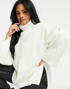 Кремовый oversized-джемпер крупной вязки с высоким воротником Pretty Lavish