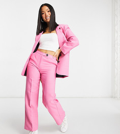 Узкие ярко-розовые брюки в винтажном стиле ASOS DESIGN Petite-Розовый цвет