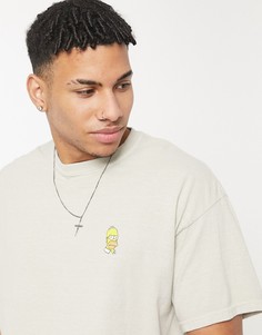 Светло-бежевая oversized-футболка с принтом Гомера Симпсона New Look-Светло-бежевый