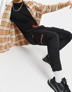 Черные брюки карго из нейлона с нашивкой Jack & Jones Intelligence-Черный цвет