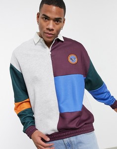 Oversized-свитшот регби в стиле колор блок с нашивкой на груди ASOS DESIGN-Многоцветный