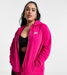Ярко-розовый флисовый худи Nike Plus Essentials-Белый