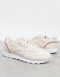 Бежевые кожаные кроссовки Reebok Classic-Розовый