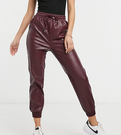 Бордовые джоггеры из искусственной кожи Parisian Tall-Красный