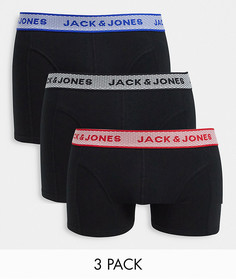 Набор из трех пар черных боксеров-брифов с контрастной тесьмой Jack & Jones-Черный