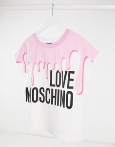 Белая футболка с принтом в виде мороженого и логотипом Love Moschino-Розовый