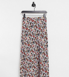 Юбка миди со складками, разрезом до бедра и цветочным принтом Fashion Union-Многоцветный