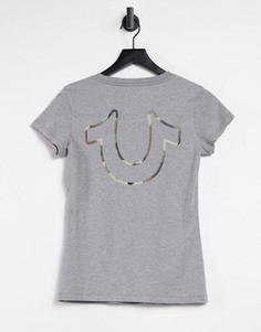Серая футболка с камуфляжным принтом подковы True Religion-Серый