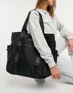 Черная сумка-тоут из ткани рипстоп с застежкой спереди Consigned-Черный цвет