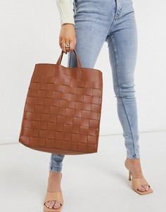 Светло-коричневая плетеная сумка-тоут Claudia Canova-Светло-коричневый
