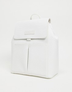 Белый рюкзак с эффектом крокодиловой кожи и двумя карманами Claudia Canova