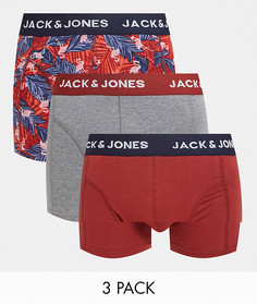 Набор из 3 боксеров-брифов красного цвета Jack & Jones-Красный