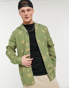 Зеленая рубашка классического кроя с принтом ASOS DESIGN-Зеленый цвет