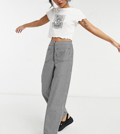 Брюки прямого кроя в однотонную клетку ASOS DESIGN Petite-Многоцветный