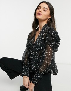 Блузка с бантом и принтом в виде звездочек ASOS DESIGN-Многоцветный