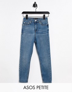 Синие моделирующие джинсы скинни с завышенной талией ASOS DESIGN Petite-Голубой