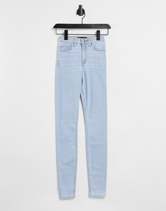 Светлые зауженные джинсы с завышенной талией ASOS DESIGN Ridley-Голубой