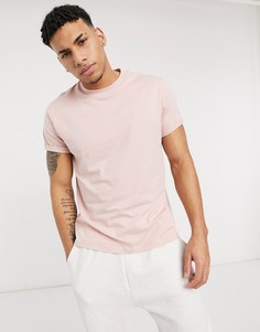 Розовая футболка с отворотами на рукавах ASOS DESIGN-Розовый цвет