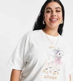 Oversized-футболка с рисунком в виде барашка New Girl Order Curve-Белый