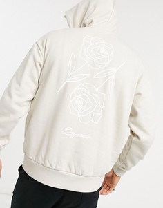 Худи светло-бежевого цвета с принтом в виде розы на спине Jack & Jones Originals-Светло-бежевый