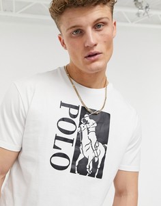 Классическая белая футболка в стиле oversized с фирменной эмблемой игрока спереди Polo Ralph Lauren-Белый