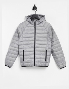 Серый легкий пуховик Bershka