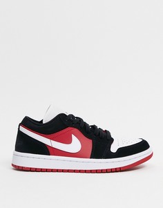 Низкие кроссовки в черно-красно-белом дизайне Air Jordan 1-Красный